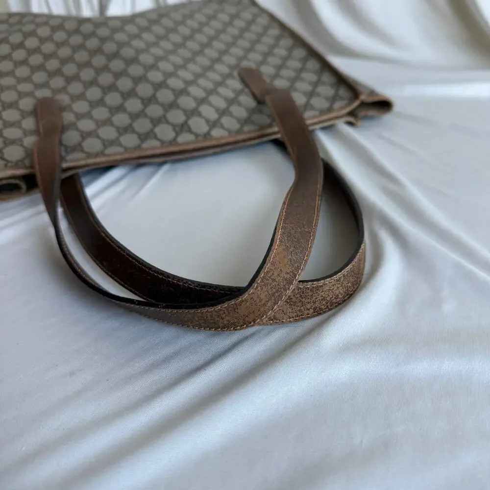 Gucci GG Supreme Vertical Tote - Brown Leather Trim, Large, Vintage